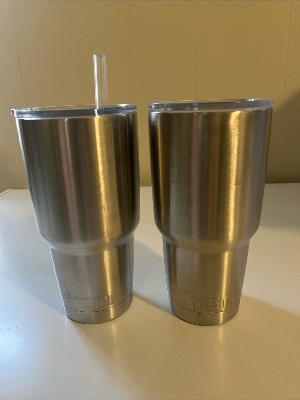 Yeti Silver Stainless Steel Twin Rambler Tumblers with Lids